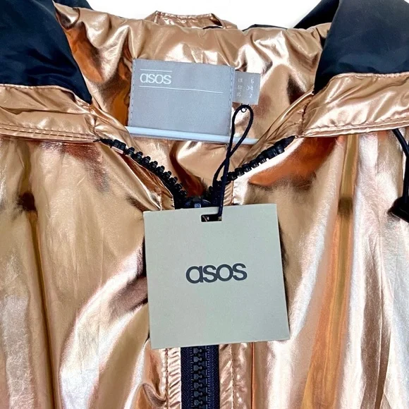 ASOS 90s Style Cropped Festival Metallic Anorak Jacket